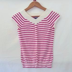 Ann Taylor Pink/White Striped Knit Top.  Size SP